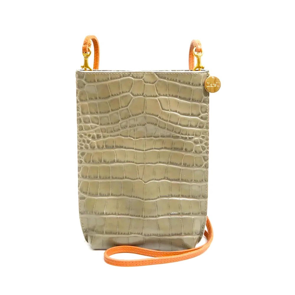 NWT Clare V. Grande Poche in Fog Croco with Dustbag